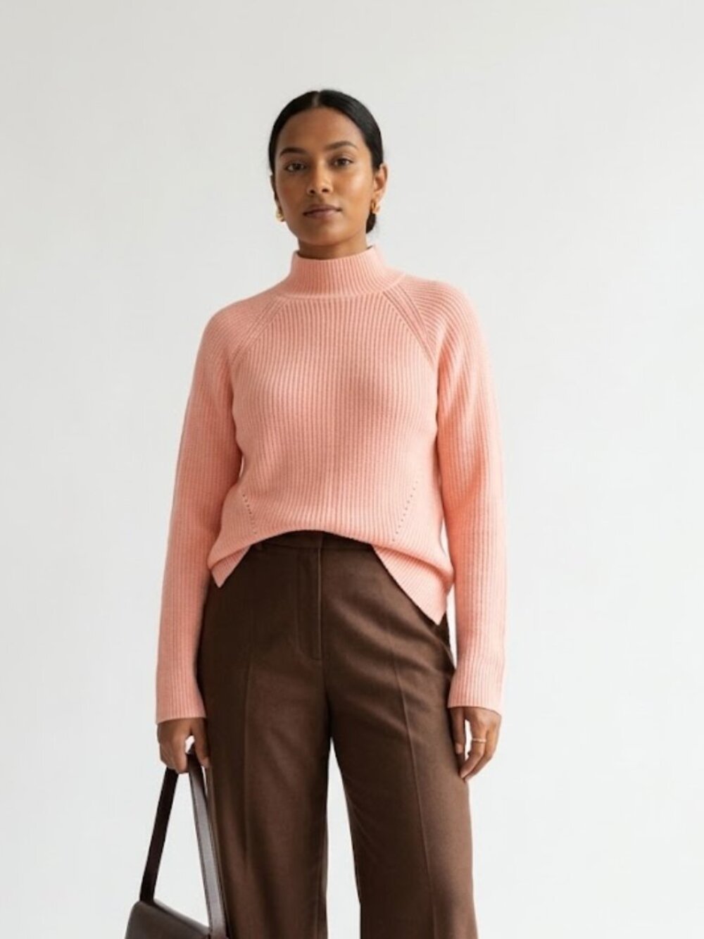 Gap Gap for Good 100% Cotton Peach Pink Ribbed Turtleneck Sweater S